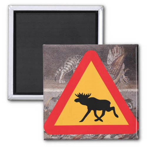 Moose Warning Crossing Sign Whittier Alaska Magnet