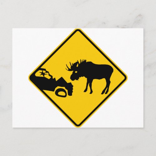 Moose Warning Sign from Gros Morne National Park Postcard