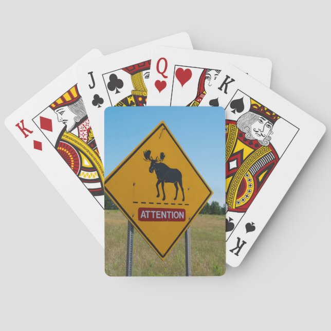 Moose Warning Sign Poker Cards (Back)