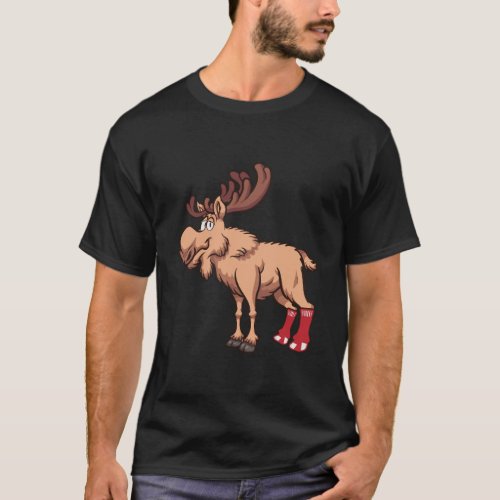 Moose Wearing Socks Graphic T_Shirt