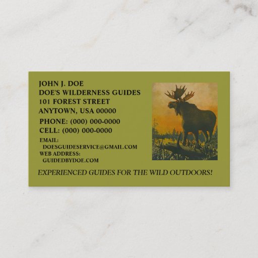 Customizable MOOSE WILDERNESS OUTDOOR SERVICES ~ BUSINESS CARD
