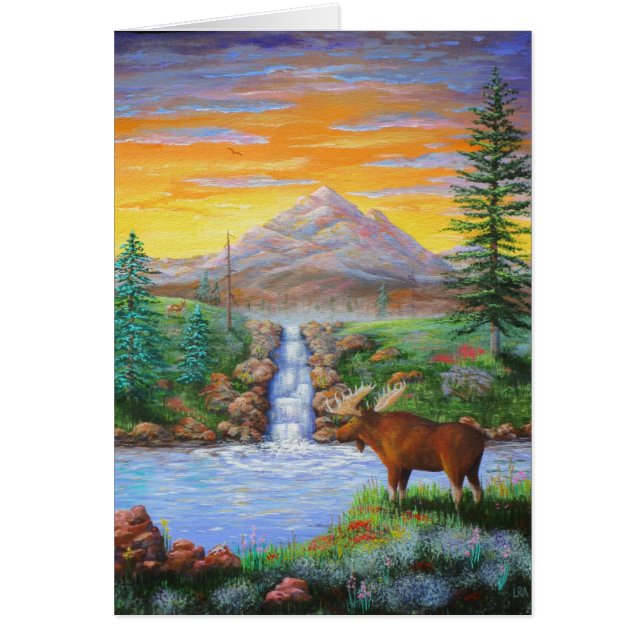 Moose Wildlife Mountains Creationarts Cards (Front)
