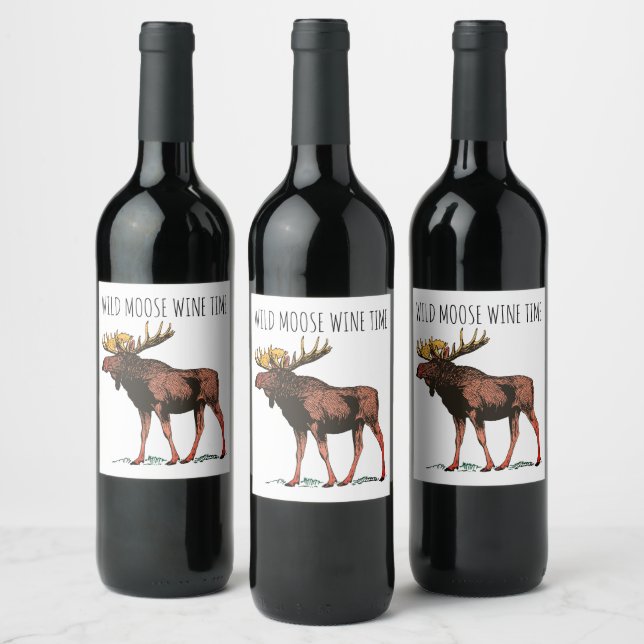 Moose Wildlife Wine Labels (Bottles)