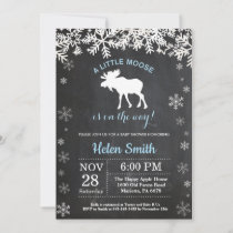 Moose Winter Snowflake Boy Baby Shower Invitation