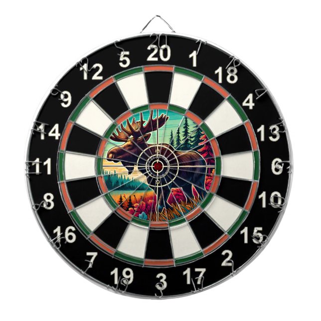Moose with Antlers in Target Dart Board (Front)