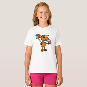 Moose with balloon and cake choose back color T-Shirt