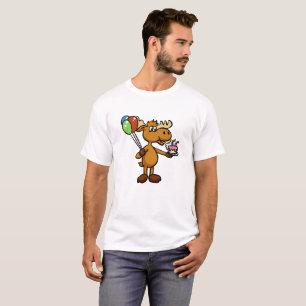 Moose with balloon and cake   choose back color T-Shirt