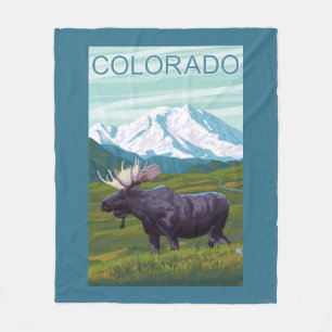 Moose with MountainColorado Fleece Blanket