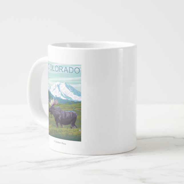 Moose with MountainColorado Giant Coffee Mug (Front Left)