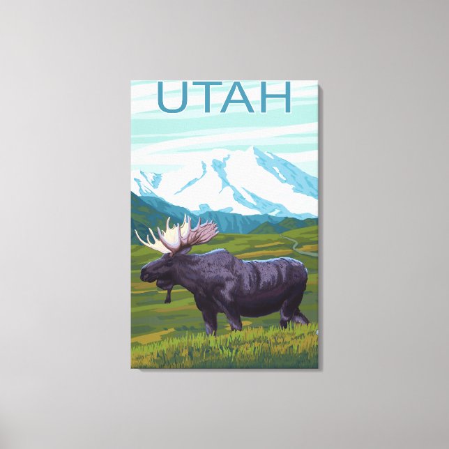 Moose with MountainUtah Canvas Print (Front)