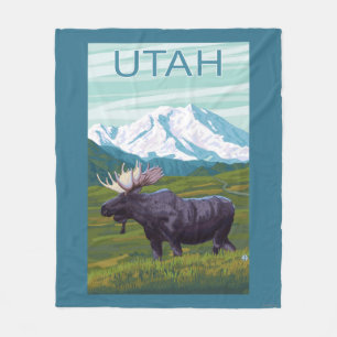 Moose with MountainUtah Fleece Blanket