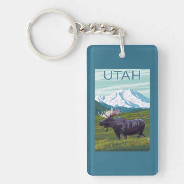 Moose with MountainUtah Keychain (Front)
