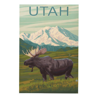 Moose with MountainUtah Wood Wall Art