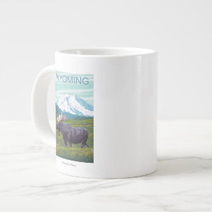 Moose with MountainWyoming Giant Coffee Mug