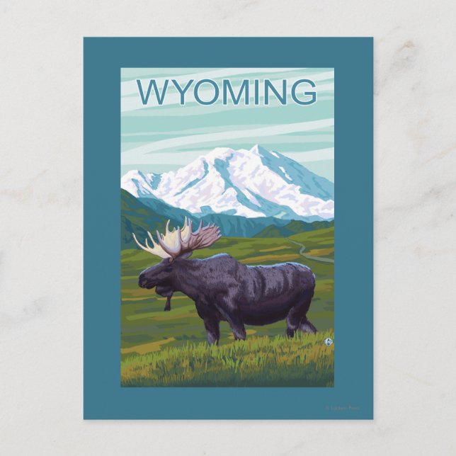 Moose with MountainWyoming Postcard (Front)