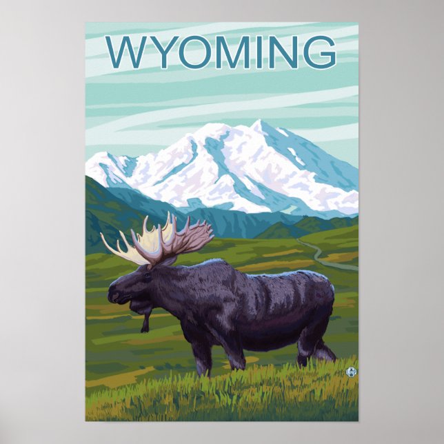 Moose with MountainWyoming Poster (Front)