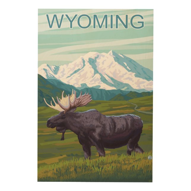 Moose with MountainWyoming Wood Wall Decor (Front)