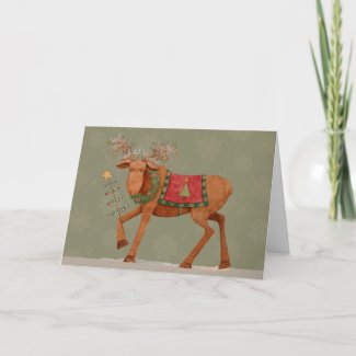 Moose with Tree - Greeting Card