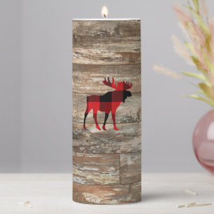 Moose Wood Painting Rustic Style Pillar Candle