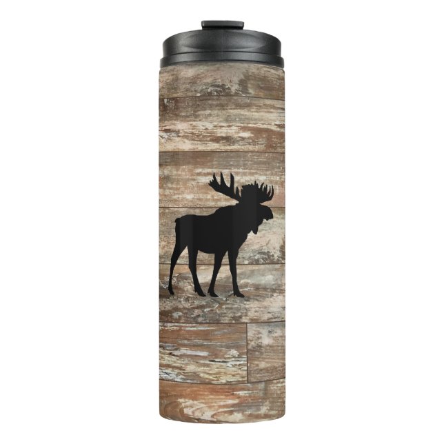 Moose Wood Painting Rustic Style Thermal Tumbler (Front)