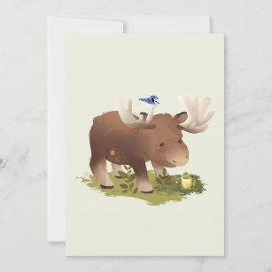 Moose • Woodland Forest Rustic Animal Illustration Thank You Card