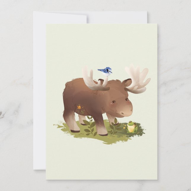 Moose • Woodland Forest Rustic Animal Illustration Thank You Card (Front)