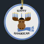 Moosed Happy Hanukkah Funny Hanukkah Ceramic Ornament<br><div class="desc">This silly moose is decorated for Hanukkah on this funny ornament which can be personalized with ANY message you like!</div>