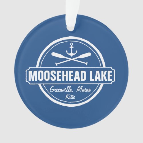 Moosehead Lake Maine anchor custom town and name Ornament