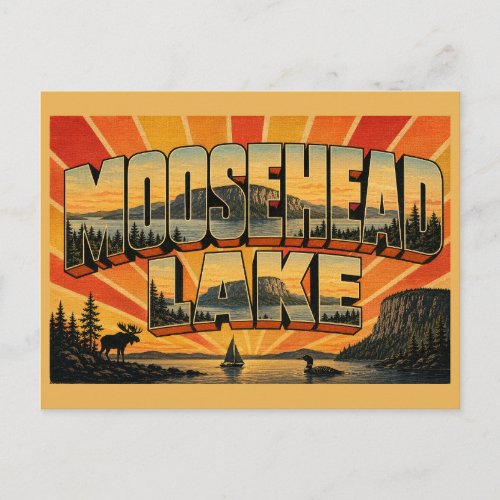 Moosehead Lake Maine Mountain Lake Forest Art Postcard