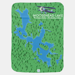 Moosehead Lake,Piscataquis County map Baby Blanket