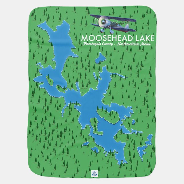 Moosehead Lake,Piscataquis County map Baby Blanket (Back)