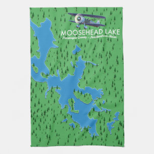 Moosehead Lake,Piscataquis County map Kitchen Towe Towel