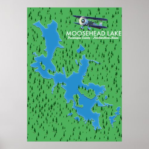 Moosehead LakePiscataquis County map Poster
