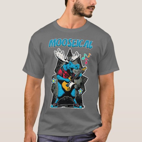 Mooseical Rock N Roll Moose with a Electric Guitar T_Shirt