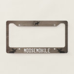 Moosemobile - Moose Silhouettes Custom License Plate Frame<br><div class="desc">Moosemobile Faux Wood License Plate Frame with Moose Silhouettes. This outdoor enthusiast's license plate cover can be customized with your own message. Perfect for RVs,  campers,  vans or whatever vehicle you drive to your favorite campground. Fits USA size license plates.</div>