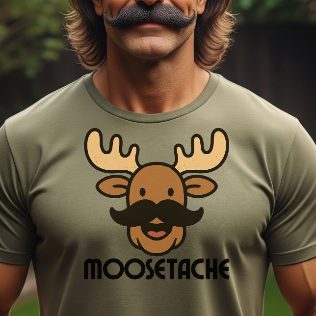 Moosetache Funny Moose With Mustache Dad Gifts  T-Shirt (Creator Uploaded)