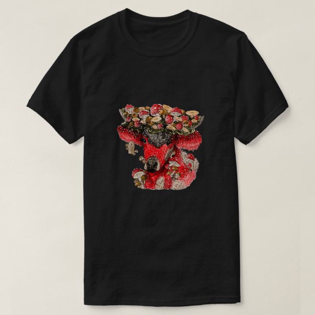 Mooshroom Mushroom Cow Water Painting Illustration T-Shirt (Design Front)