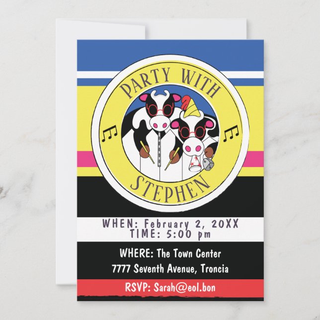 Moosician Invitation Birthday Party (Front)