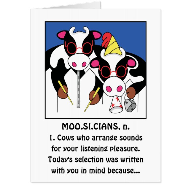 Moosicians Funny Birthday Card (Front)