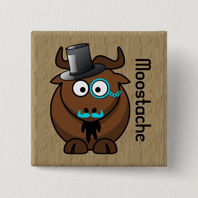 Moostache Pinback Button (Front)