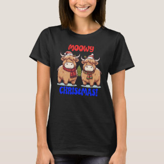 Moowy Christmas Highland Cows T-Shirt