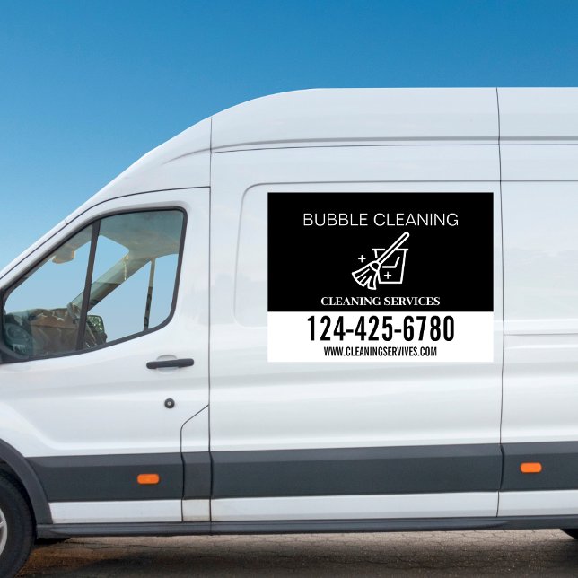 Mop & Bucket black and white | cleaning service  Car Magnet (Creator Uploaded)