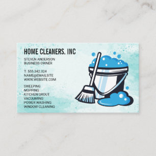 Mop Bucket Janitor Maid Cleaners Business Card