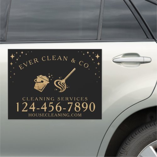 Mop  Bucket Professional House Cleaning Gold Car Magnet