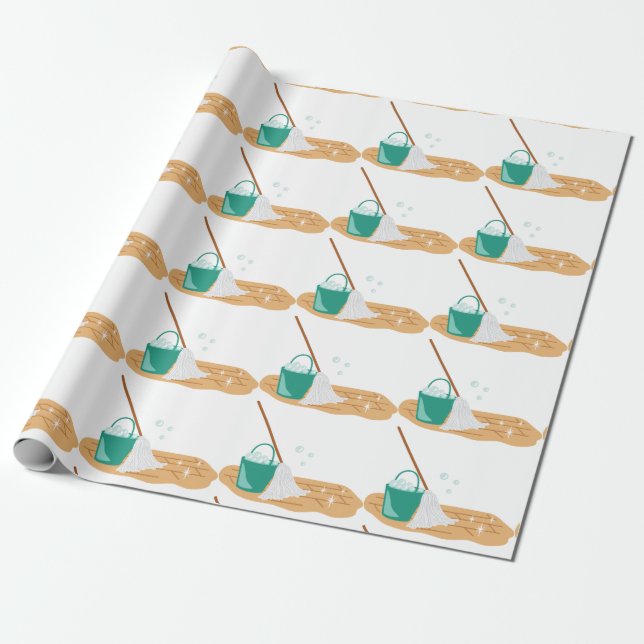 Mop & Bucket Wrapping Paper (Unrolled)