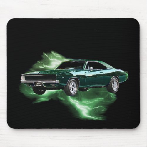 Mopar 68 Dodge Charger with green lightning Mouse Pad
