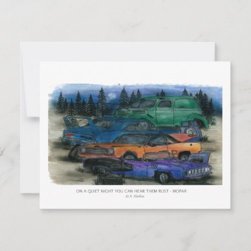 Mopar - on a quiet night you can hear them rust personalized invitation