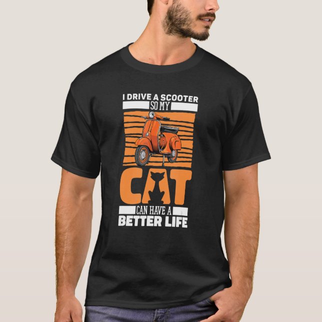 Moped Cat - Motorbike Scooter Bike T-Shirt (Front)