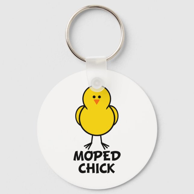 Moped Chick Keychain (Front)