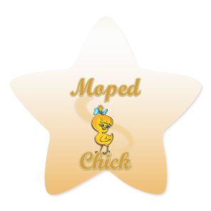 Moped Chick Star Sticker